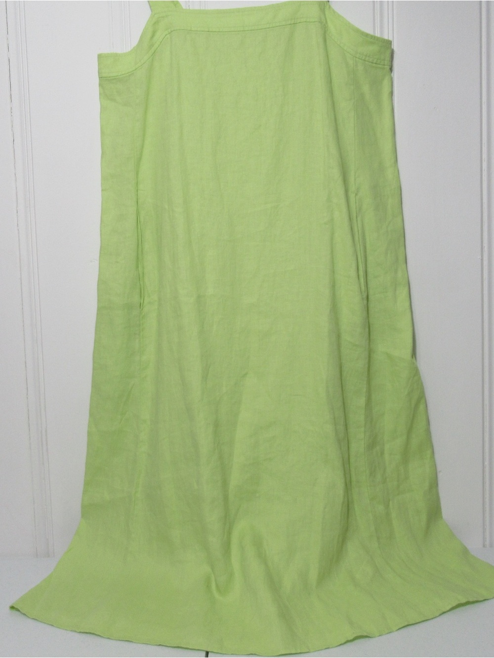 EILEEN FISHER Organic-Linen Square-Neck Dress Honeydew Size Large - Picture 7 of 17